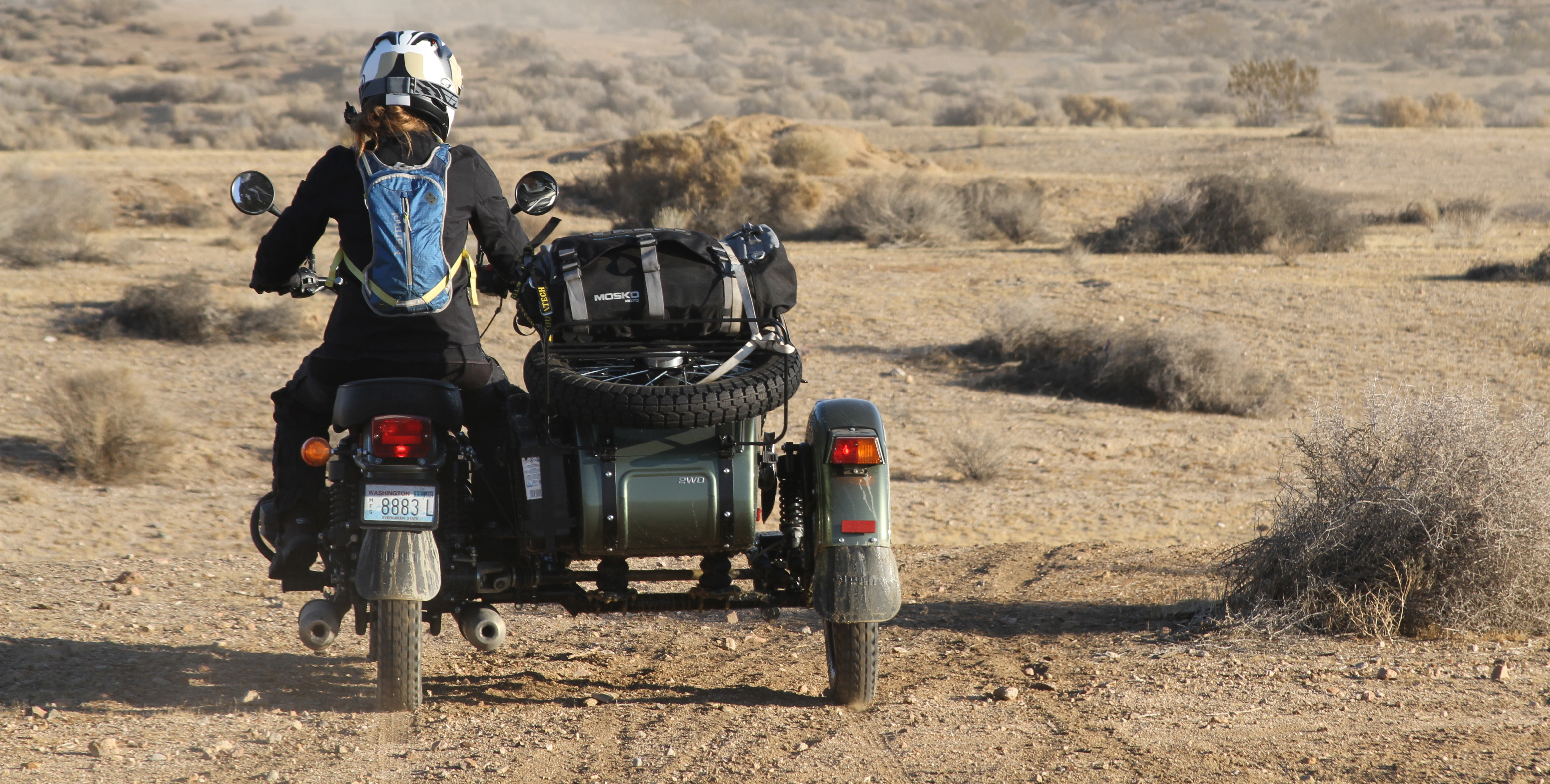 LA-Barstow-Vegas on a Ural Gear-Up sidecar.