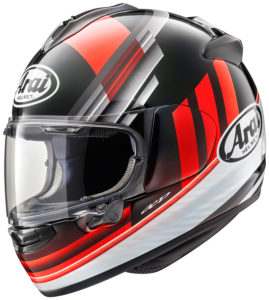 The Arai DT-X shown in Guard Red graphic.