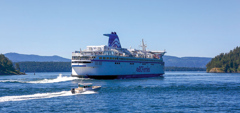 Traveling on the ferries in British Columbia is an extra-special treat for motorcyclists. Bikes board and disembark first, creating a bit of a party in the prow. 