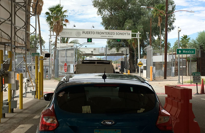 Crossing the border into Mexico at Lukeville, Arizona.