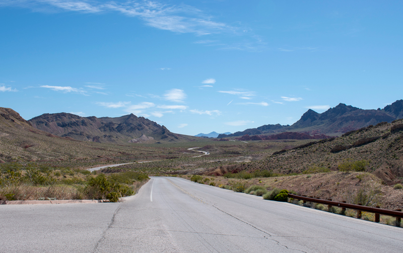 The road through the Lake Mead National Recreation Area