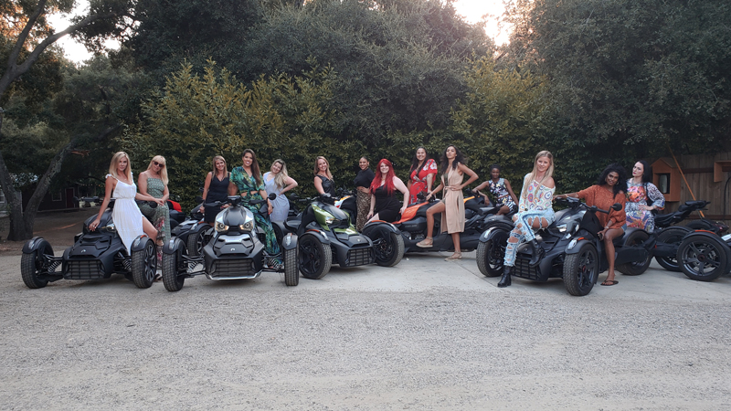 The ladies of Ride As You Are, posing with their Can-Am Rykers