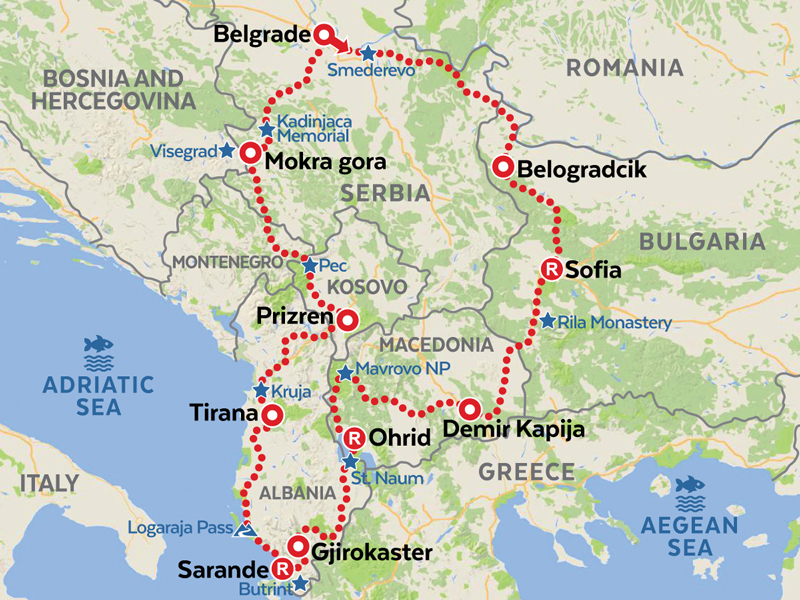 Adriatic Moto Tours Intriguing Southeast Europe Tour map