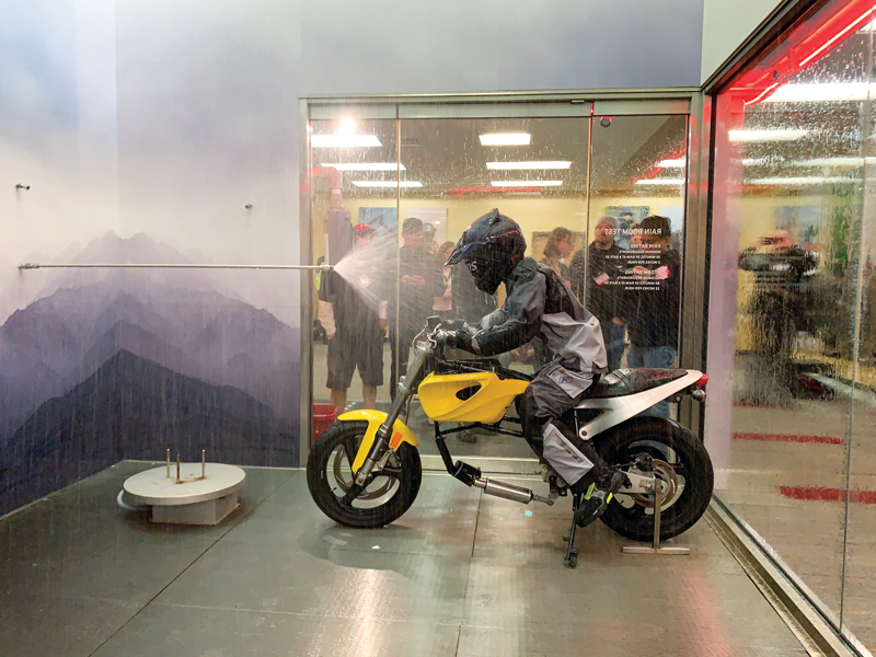 Gore-Tex Klim apparel motorcycle rain test