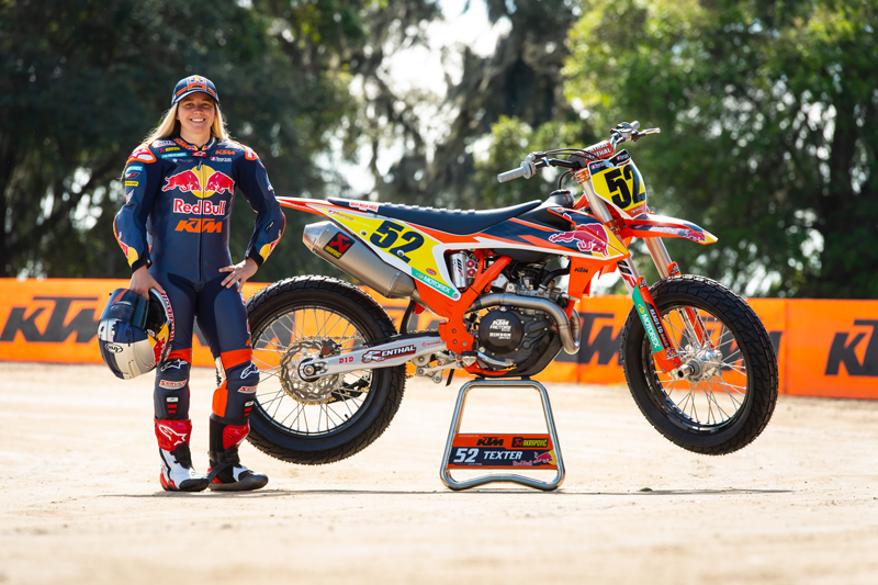 Shayna Texter with her Red Bull KTM Factory race bike
