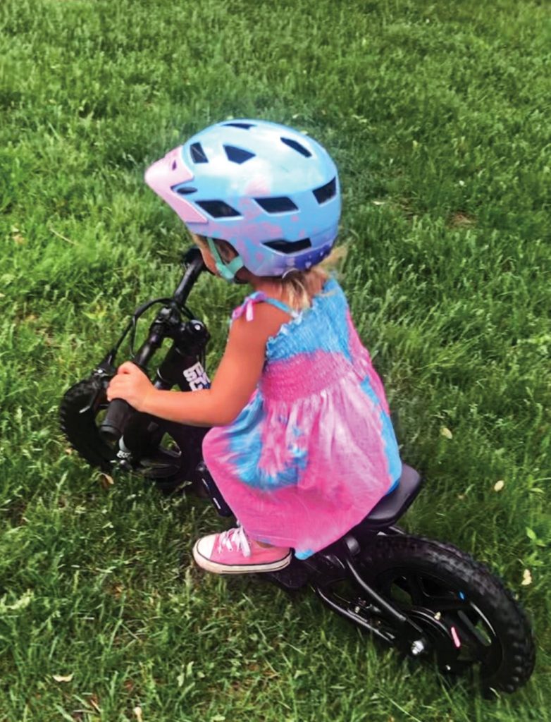 Hayden Mees riding her STACYC electric bike 