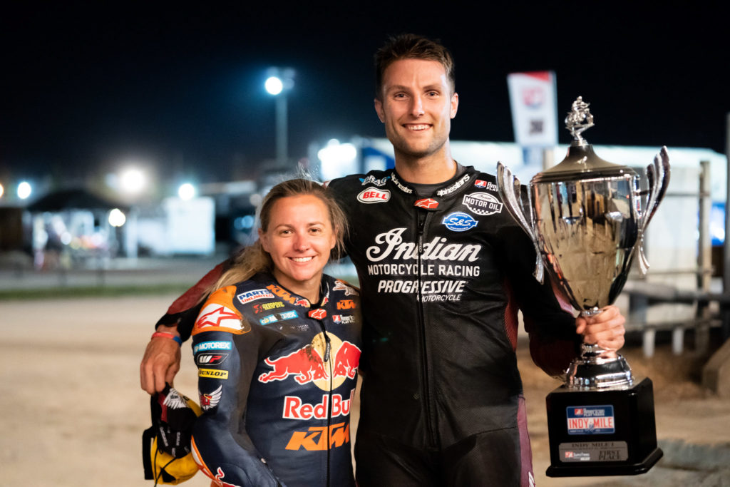 RedBull KTM rider Shayna Texter and fiance Briar Bauman who races for the Factory Indian team in the SuperTwins