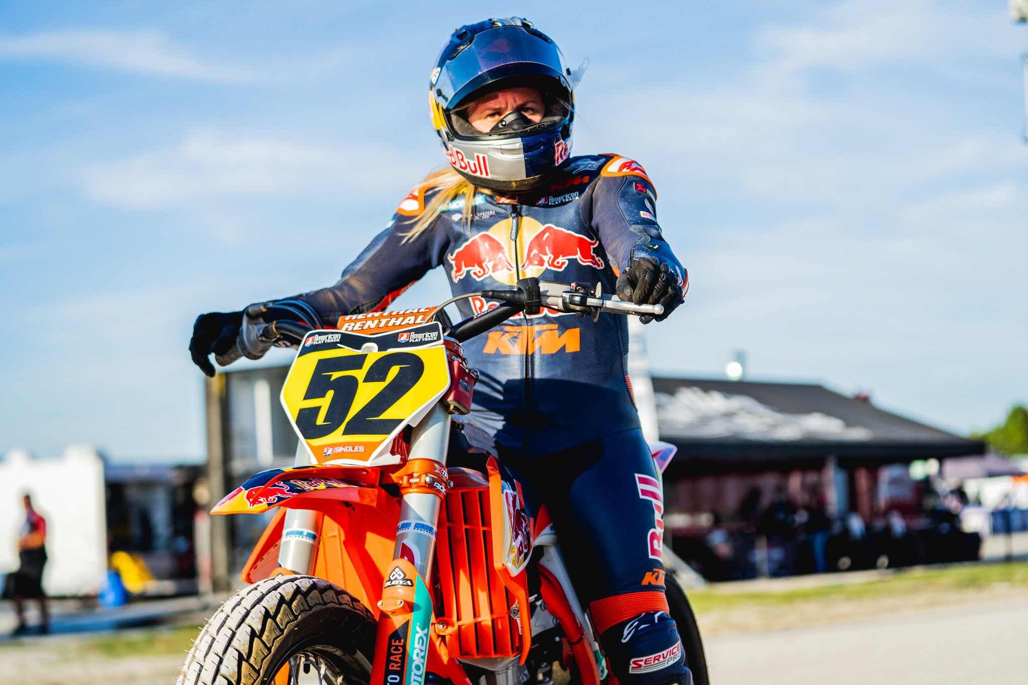 American Flat Track racer Shayna Texter at the indy Mile